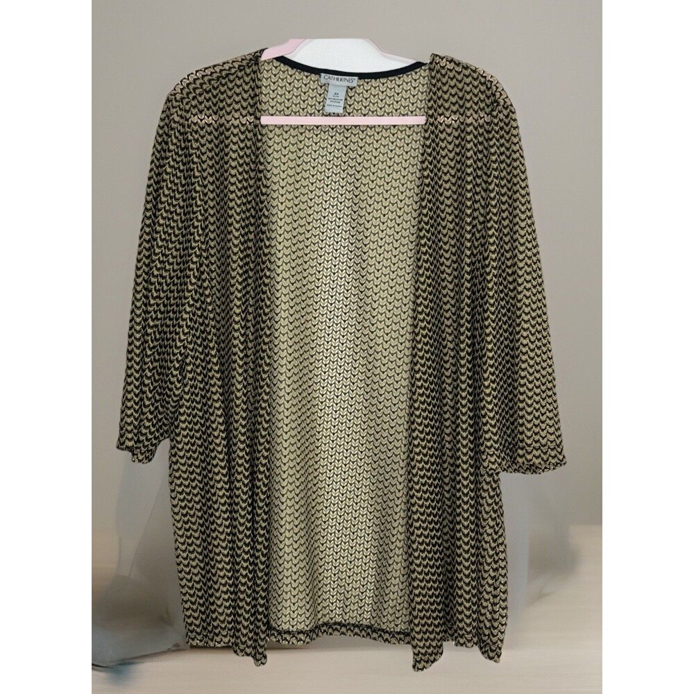 Catherines Plus Open Front Kimono Cardigan Lightweight Textured 2xL